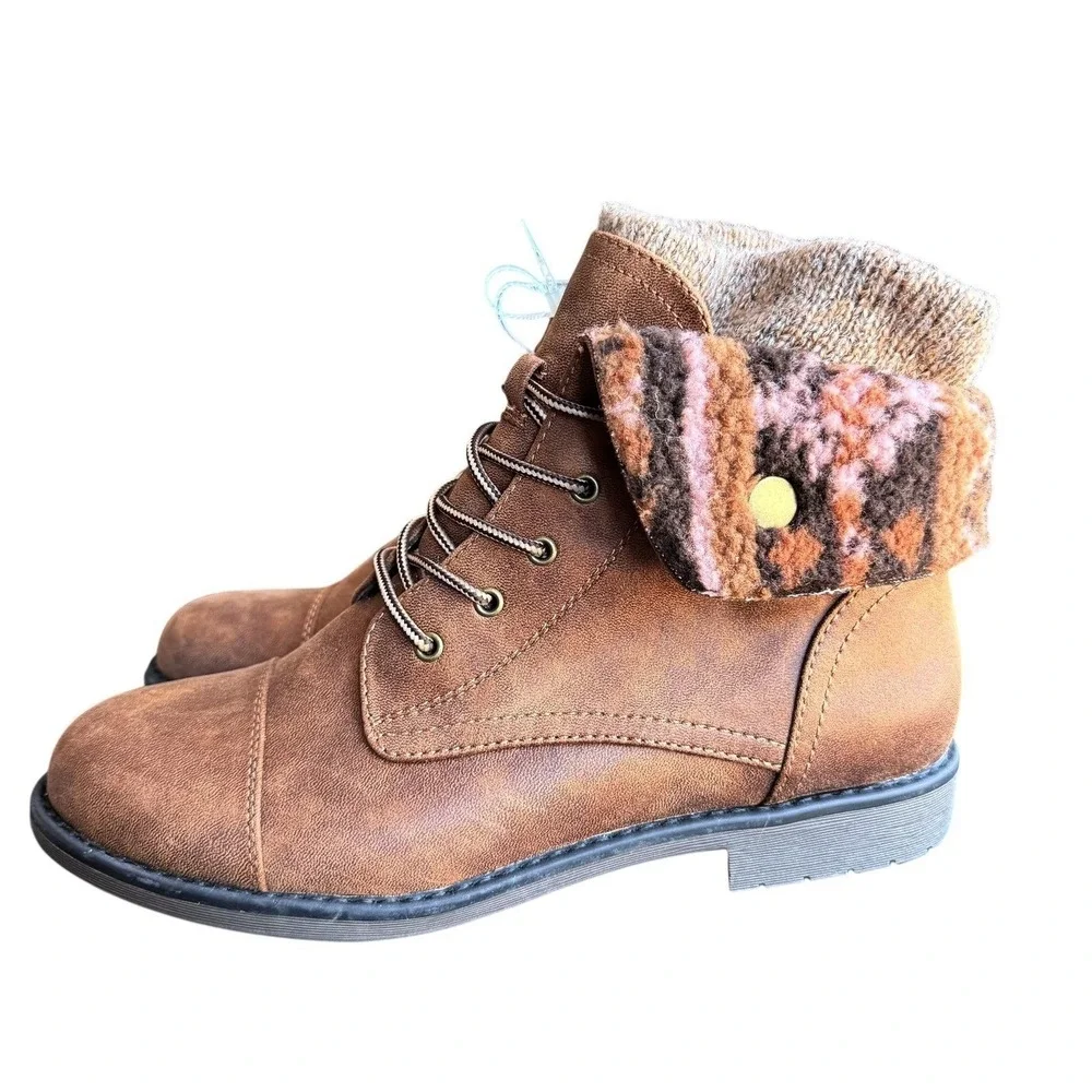 CLIFFS BY WHITE MOUNTAIN Womens Duena Hiking Boot Brown Cozy Cuff‎ Size 10 NEW